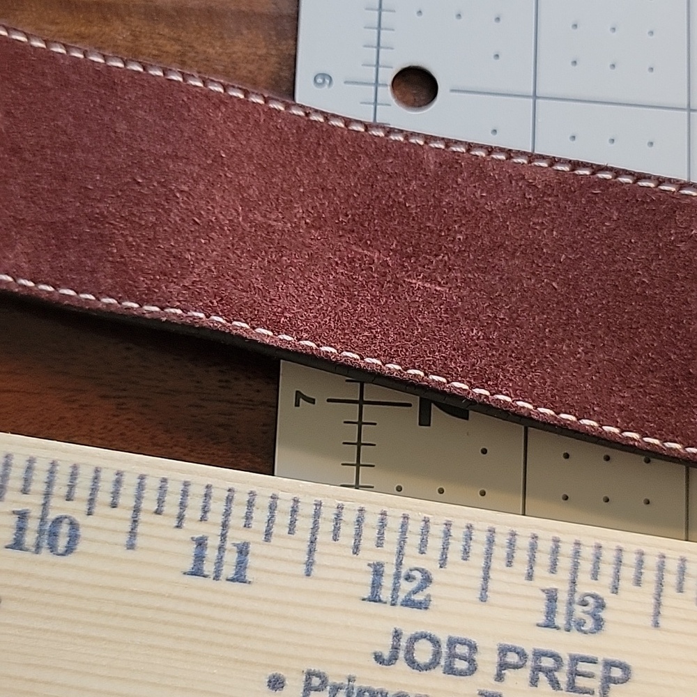 Coach Burgundy Suede Belt with Brass Buckle - Picture 9 of 11